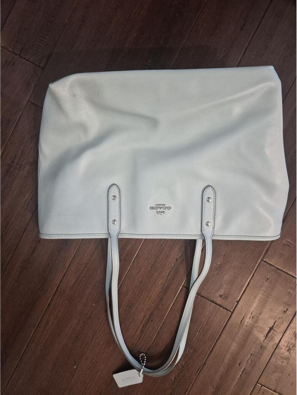 Coach Light green Pebbled Leather Tote Shoulder Bag